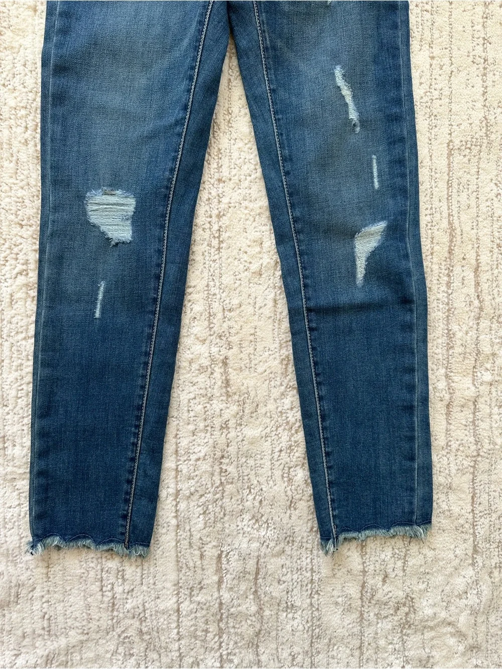 Levis 720 High Rise Super Skinny Jeans Girls 8 Blue Distressed Raw Hem
